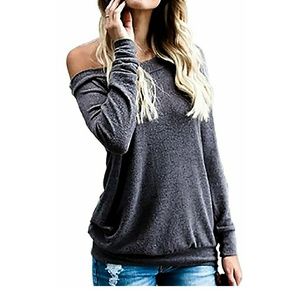 Long sleeve off the shoulder / boat neck top